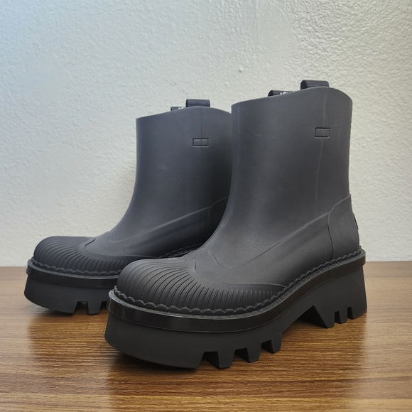 Chloe Shoes - Chloé Betty Rain Boots Black Size 37 Chunky Platform Rubber Boots Designer
